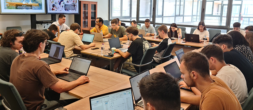 students in digital engineering classroom in Greece