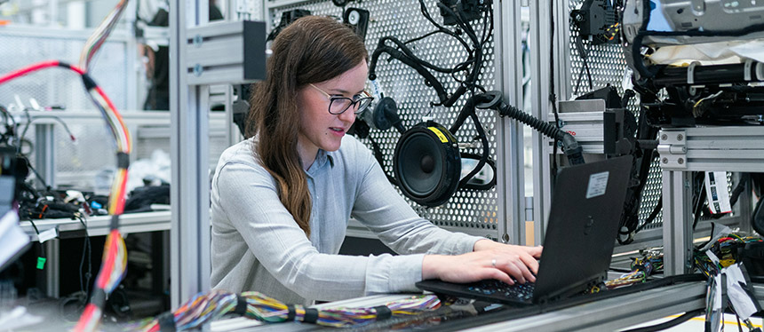 sound engineer using laptop