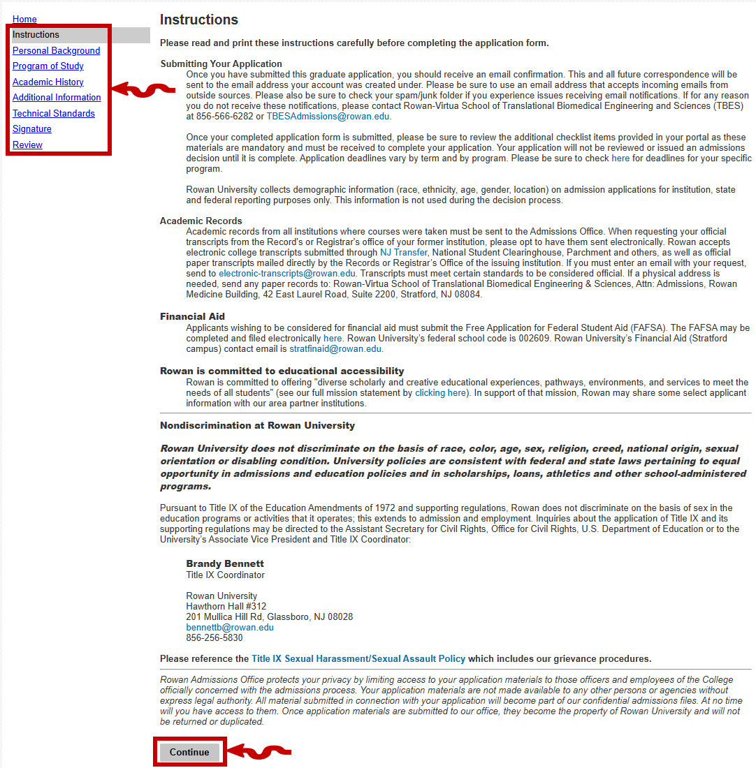 this is a copy of the application and shows a red square around the Continue button