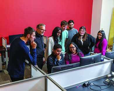 Undergraduates Marcella McMahon (left) and Milo Barkow (right)   are collaborating with Ph.D. student Harriet Appiah (center)