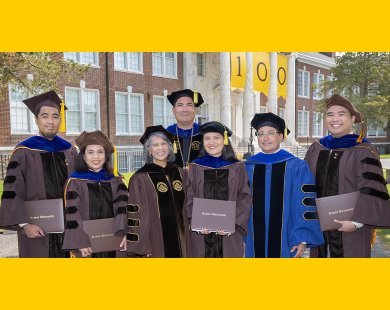 Philipines group photo with Dean Palmese at Commencement 2023