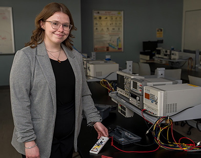 Macy Gregory, an electrical and computer engineering major, is heading for a career in the medical device industry.
