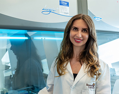 Andrea Vernengo, Ph.D., uses 3D cell printing to study cell interactions to better understand a type of bone cancer that resists existing treatments.